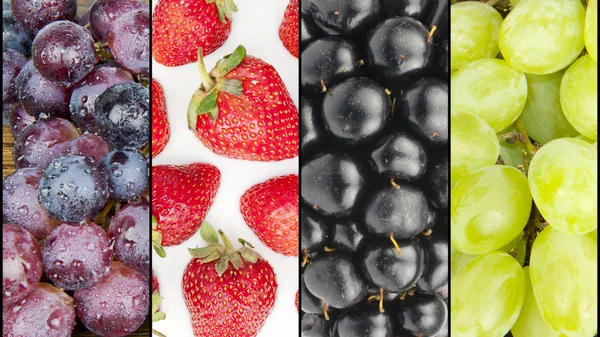 Collage de cuatro frutas de verano — Foto de Stock