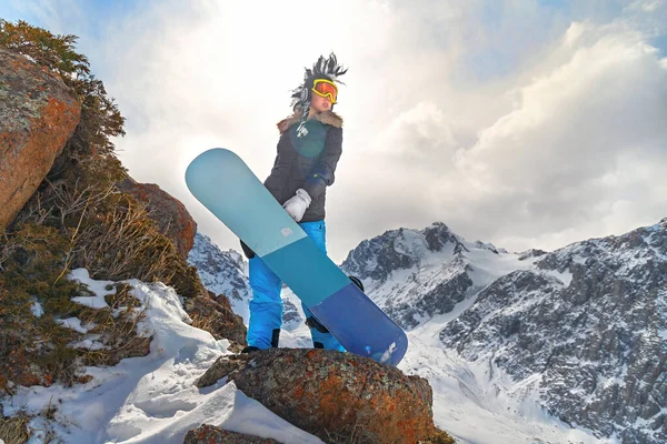 Mujer Joven Extrema Concepto Deporte Invierno Copiar Espacio — Foto de Stock