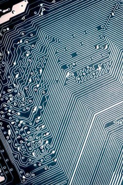 Mavi elektronik ana kart devresi makro arkaplanı kapat