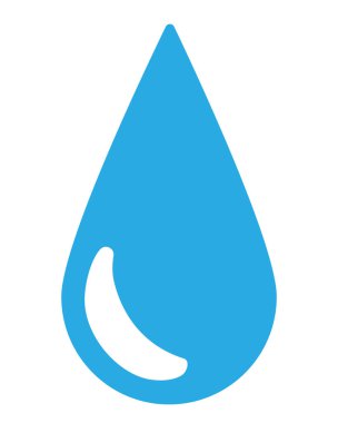 Basit su mavisi damla simgesi, işaret fişekli sıvı su damlası.