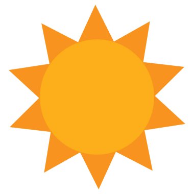 Basit güneş düz vektör simgesi izole edilmiş