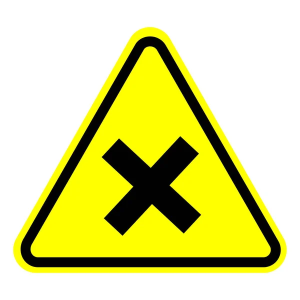 Black Cross Yellow Triangle Warning Road Signs Vector Illustration — Stock Vector