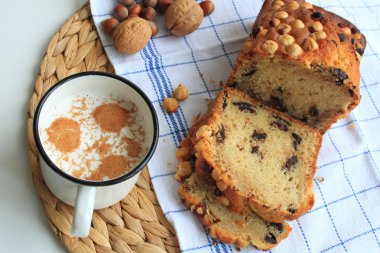 Çikolatalı kek ve sıcak süt