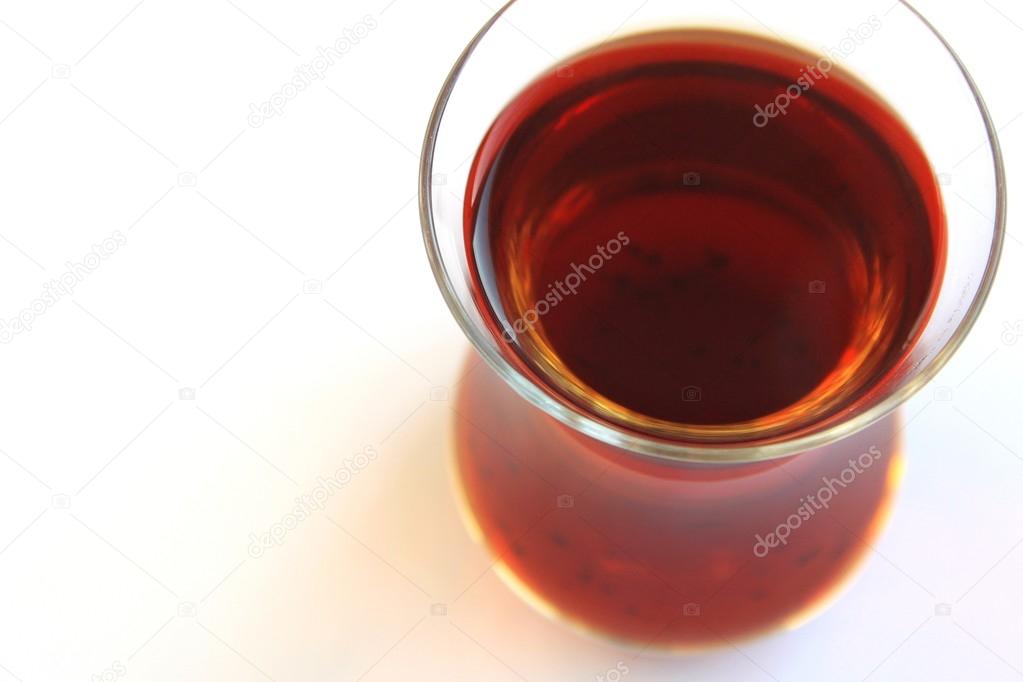 a glass of Turkish black tea