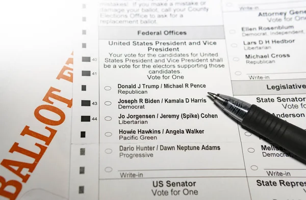Mail Balet Amerykańskim Długopisem Głosowanie 2020 Wybory — Zdjęcie stockowe