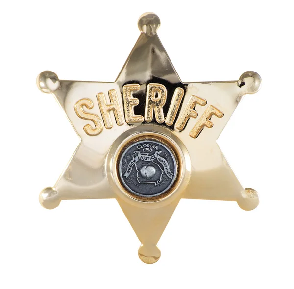 Isolated Brass Boss Badge Style Vintage Sheriffs Star White Background