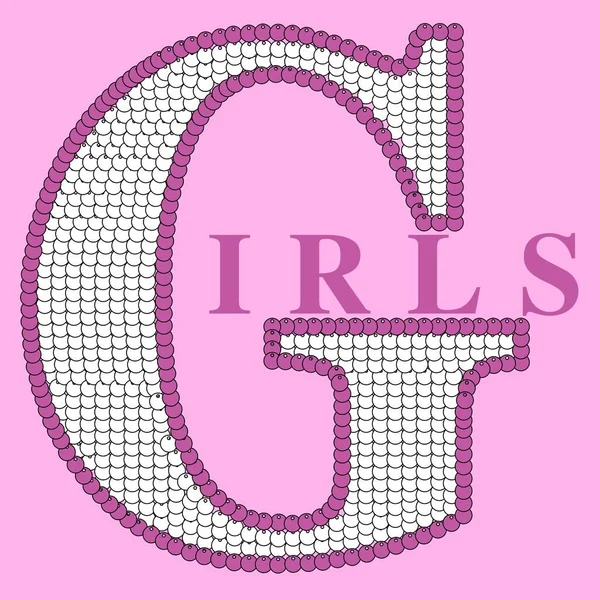 Illustration Vector Letter Sequin Text Girls Background — Stock Vector