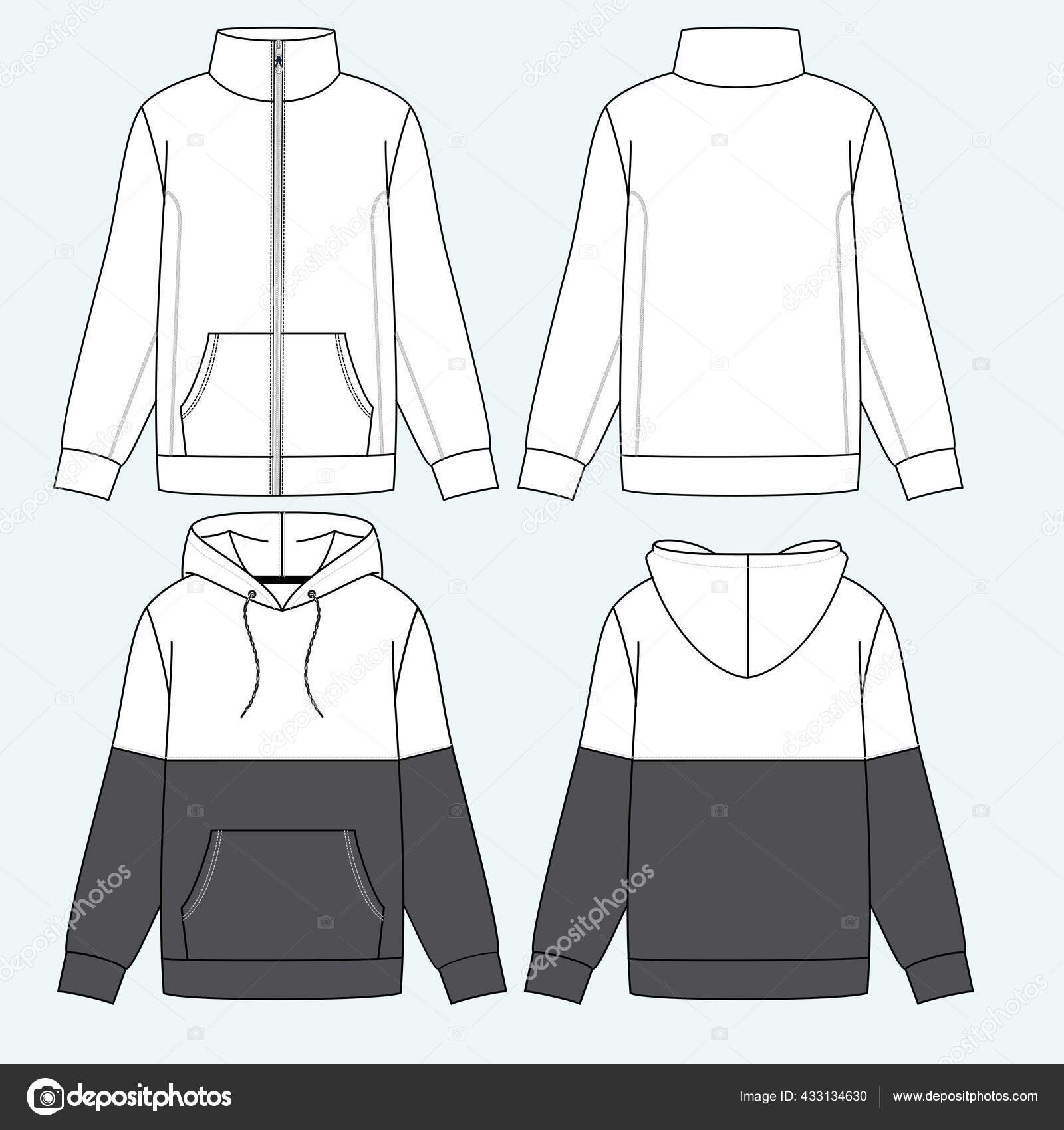 Hoodie Fashion Flat Sketches Technical Drawings Tech Pack