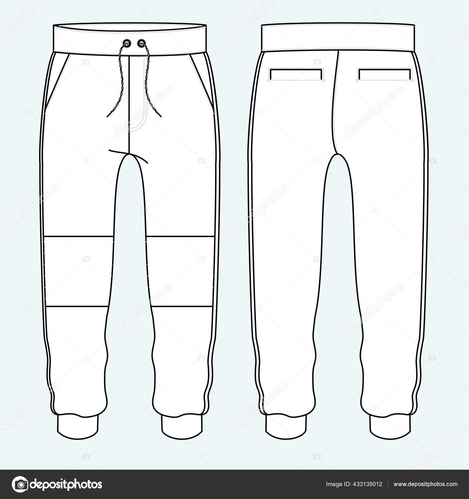 Sweat Pants Fashion Flat Sketches Technical Drawings Teck Pack ...