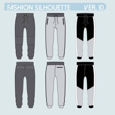SWEAT PANts FASHION FLAT SKETCHES Teknik çizimler tekk paketi Illustrator vektör şablonu