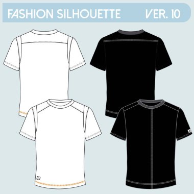 Over FIT Tişört FASHION FLAT SKETCHES teknik çizimler teknoloji paketi Illustrator vektör şablonu