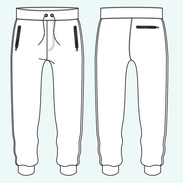 Sweat Pants Fashion Flat Sketches Tekniska Ritningar Teck Pack Illustrator — Stock vektor