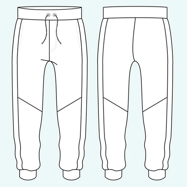 Sweat Pants Fashion Flat Sketches Dibujos Técnicos Teck Pack Plantilla — Vector de stock
