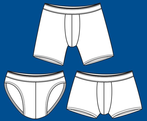 Трусы ящики боксеры мальчики подростки мужчина векторный дизайн одежды шаблон