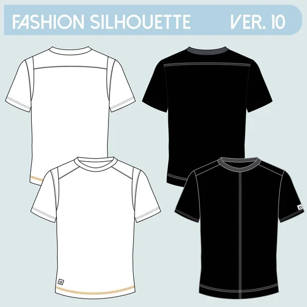 Fit Tee Shirt Fashion Flat Sketches Technické Výkresy Tech Pack — Stockový vektor