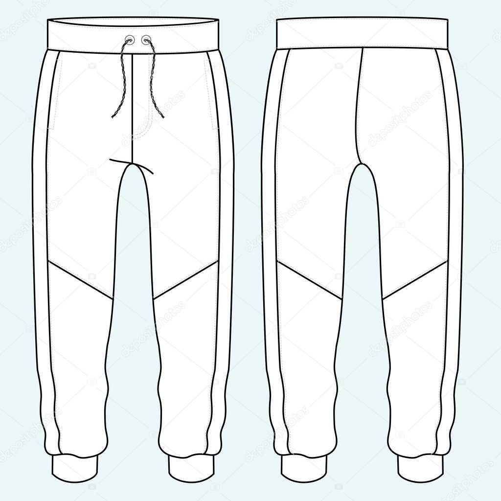 SWEAT PANTS FASHION FLAT SKETCHES technical drawings teck pack Illustrator vector template