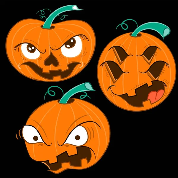 Nastavit Dýni Bílém Pozadí Hlavním Symbolem Svátků Happy Halloween Oranžová — Stockový vektor