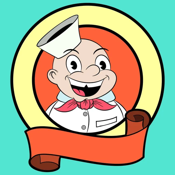 Gros Chef Bande Dessinée Illustration Clip Art Vectoriel Avec Des — Image vectorielle