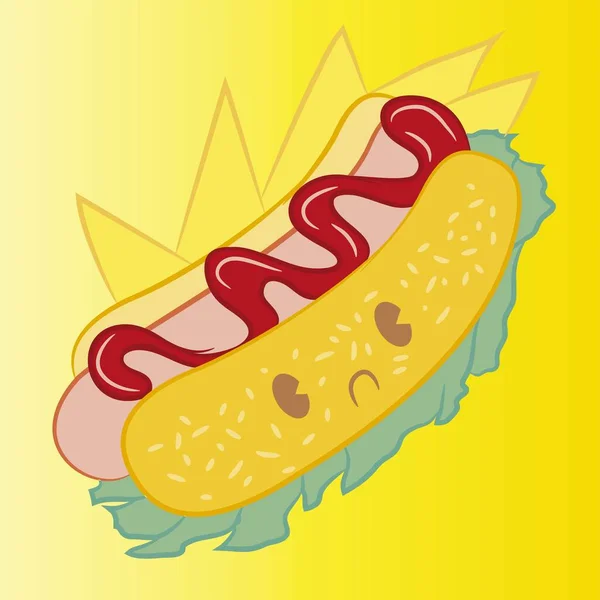 Hot Dog Cartoon Vestindo Óculos Sol Bebendo Cerveja Fria — Vetor de Stock