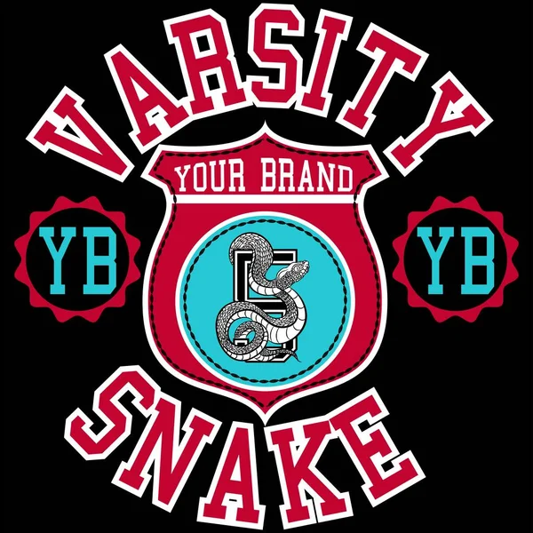 Ilustração Vetor Faculdade Patch Design Com Cobras Estilo Tatuagem Fundo —  Vetores de Stock