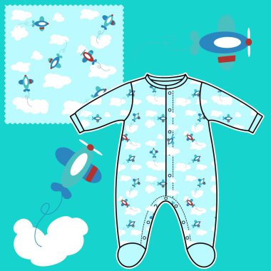 Bebek kıyafetleri ve oyuncak eşyalarının moda modası, bebek modası konsepti.