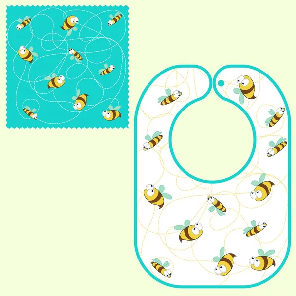 Jolies Abeilles Modèle Vectoriel Sans Couture Avec Illustration Dessinée Main — Image vectorielle