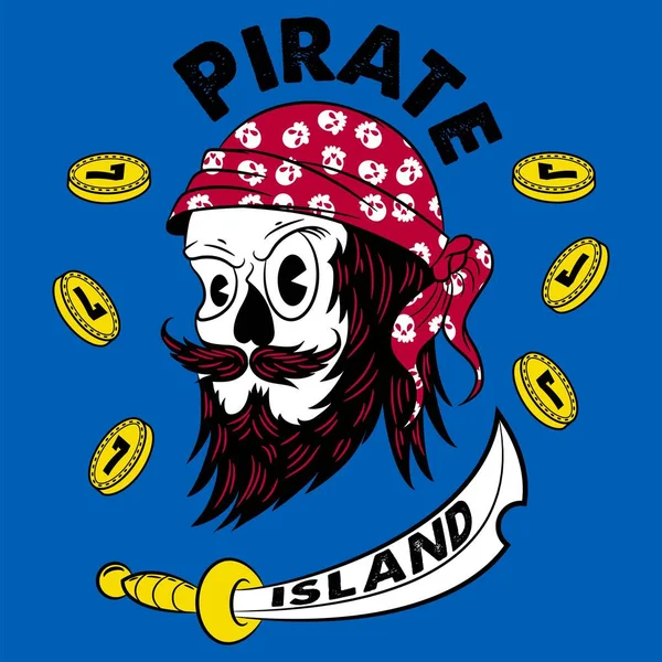 Pirata Del Cráneo Usando Pañuelo Con Espadas Cruzadas — Archivo Imágenes Vectoriales