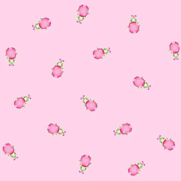 Růžové Berušky Linky Kreslené Bezešvé Vzor Izolované Pastelové Pozadí — Stockový vektor