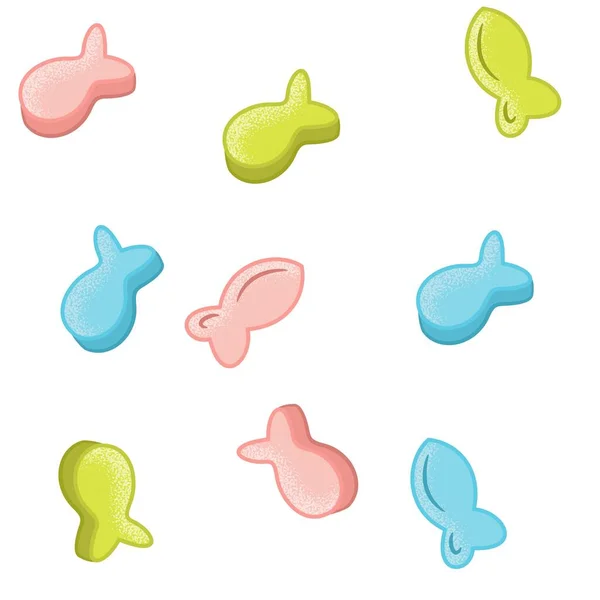 Coloridos Peces Gelatinas Caramelos Iconos Conjunto Bueno Para Diseño Envases — Vector de stock