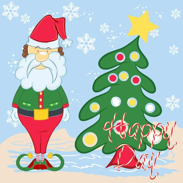 Dibujos Animados Santa Claus Para Diseño Felicitación Navidad Año Nuevo — Vector de stock