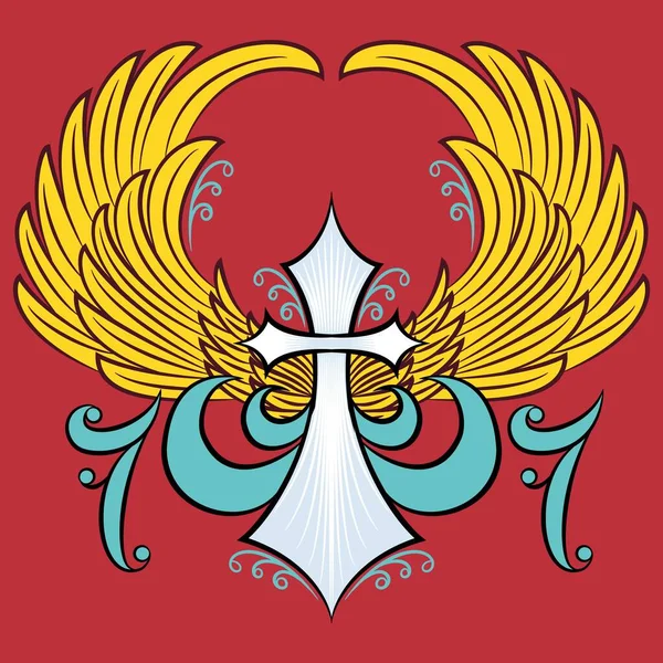 Heraldická Křídla Andělských Nebo Ptačích Černých Siluet Roztažených Křídel Kmenovým — Stockový vektor