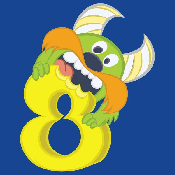Illustration Vector Cool Monster Horns Number Background — Stock Vector