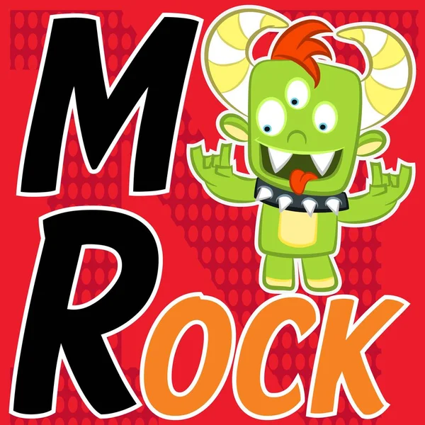 Illustration Vektor Cool Monster Rocker Mit Hörnern Und Text Hintergrund — Stockvektor