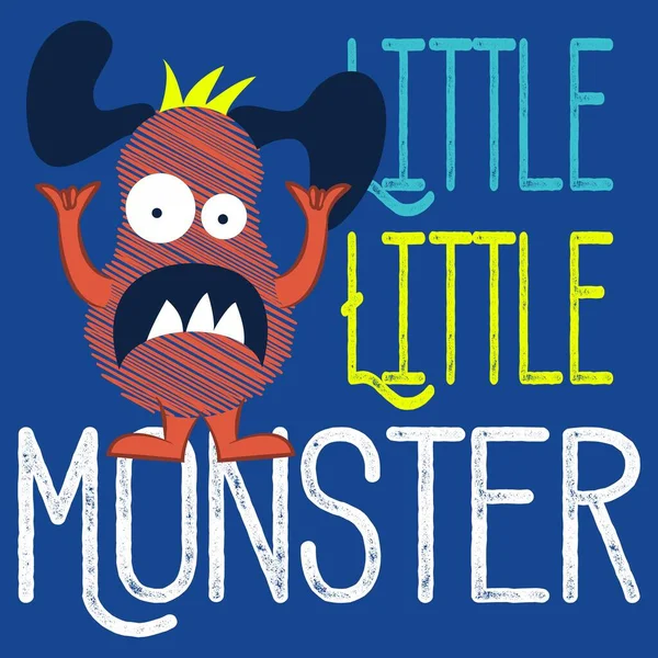 Illustration Vektor Söt Monster Klotter Design Med Text Och Bakgrund — Stock vektor