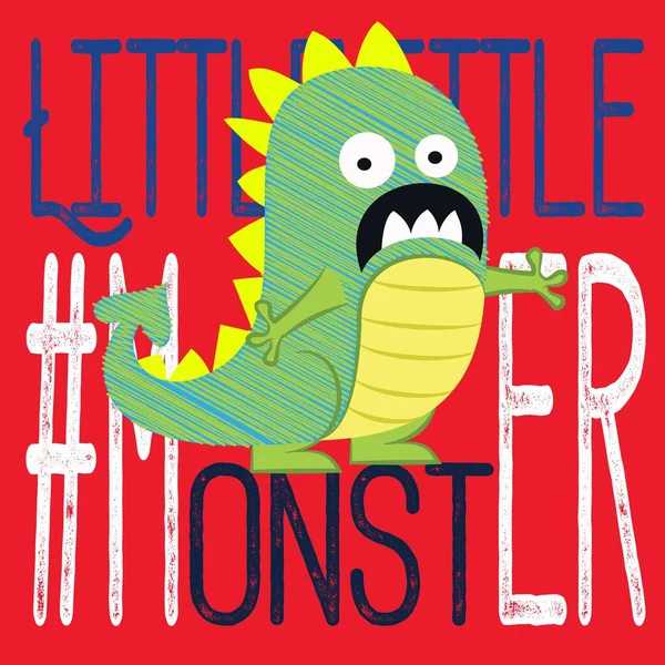 Illustratie Vector Schattig Monster Krabbel Ontwerp Met Tekst Achtergrond — Stockvector