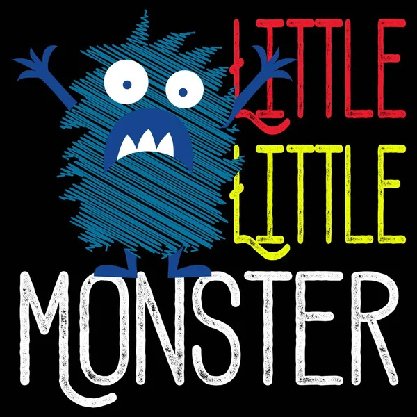 Illustration Vektor Söt Monster Klotter Design Med Text Och Bakgrund — Stock vektor