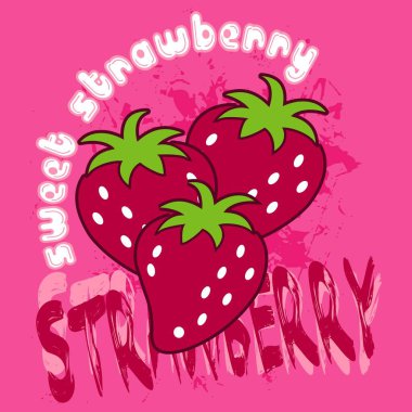 Moda tarzı için illüstrasyon vektörü çilek tasarımı