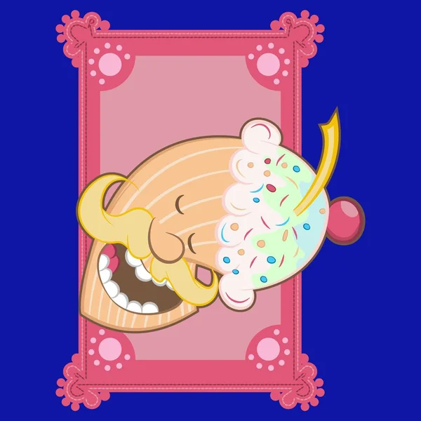 Ilustrace Vektor Roztomilý Muffin Designu Karikatura Pozadím — Stockový vektor