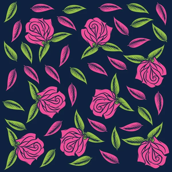 Patrón Ilustración Diseño Rosas Pequeñas Para Moda Otros Productos — Archivo Imágenes Vectoriales