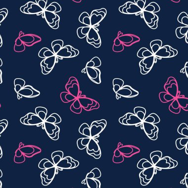 Çizimde renkleri ve arkaplanı olan sevimli kelebek deseni