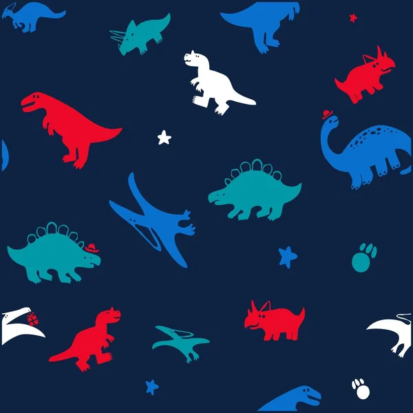 Modèle Illustration Dinosaures Mignons Avec Des Couleurs Une Empreinte Pour — Image vectorielle