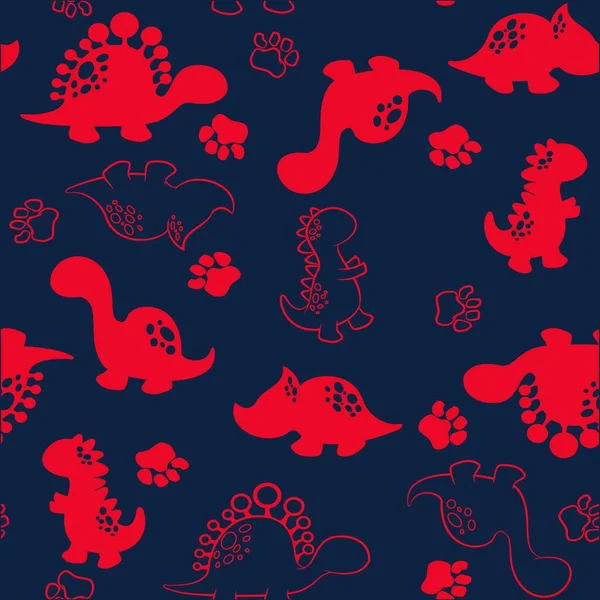 Patrón Ilustración Dinosaurios Lindos Con Colores Huella Para Diseño Moda — Vector de stock