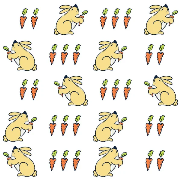 Illustration Pattern Cute Rabbit Carrots Background Fashion Design Others Products — Stock Vector