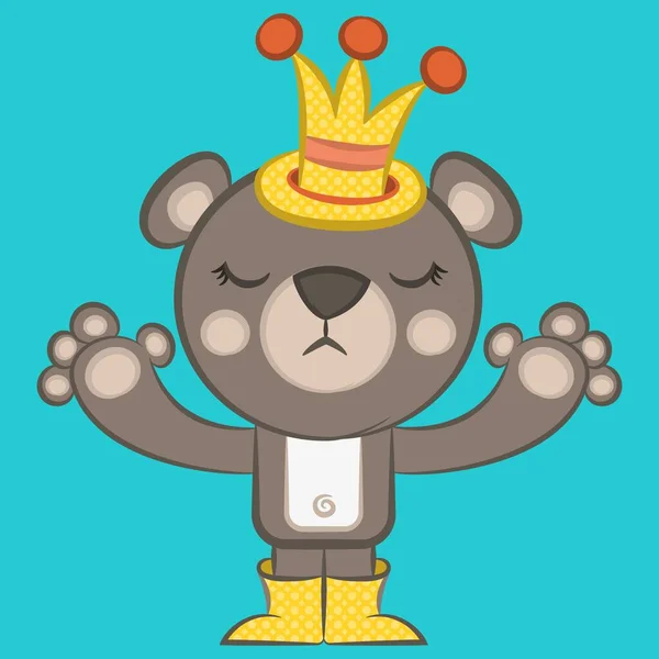 Illustration Vektor King Teddybär Mit Hintergrund Für Modedesign Oder Andere — Stockvektor