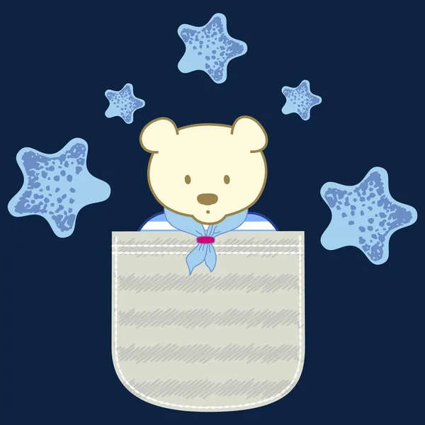 Illustration Vector Cute Teddy Bear Marine Star Fashion Design Other — Stock Vector