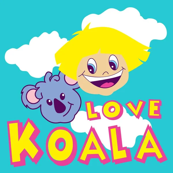 Illustration Vecteur Koala Mignon Ami Avec Texte Arrière Plan Pour — Image vectorielle