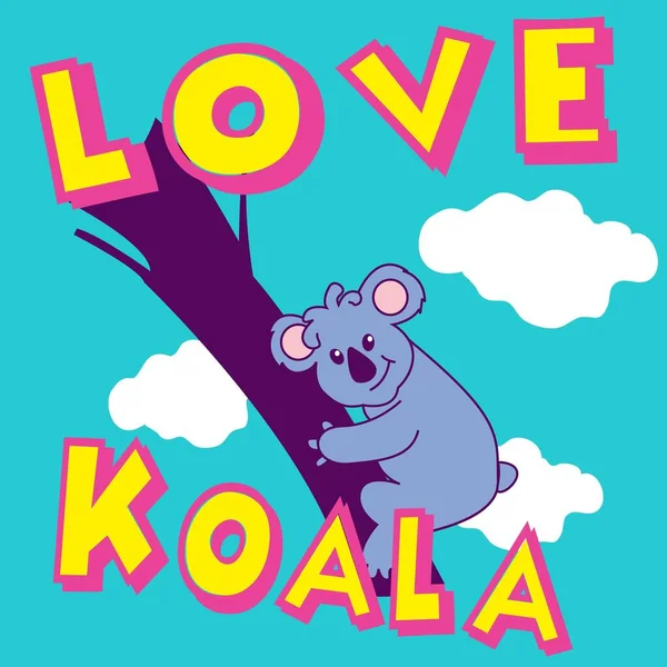 Ilustracja Wektor Cute Koala Przyjaciel Tekstem Tłem Dla Projektowania Mody — Wektor stockowy