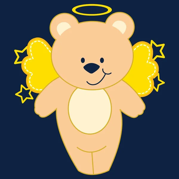 Illustration Vector Cute Angel Teddy Bear Text Fashion Design Other — Stock Vector