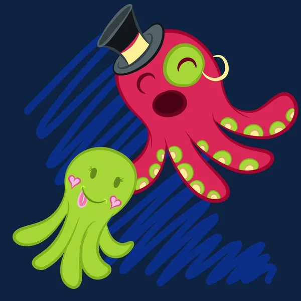 Illustrationsvektor Niedlicher Oktopus Mit Hintergrund — Stockvektor