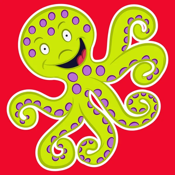 Illustratie Vector Schattig Octopus Cartoon Met Achtergrond — Stockvector